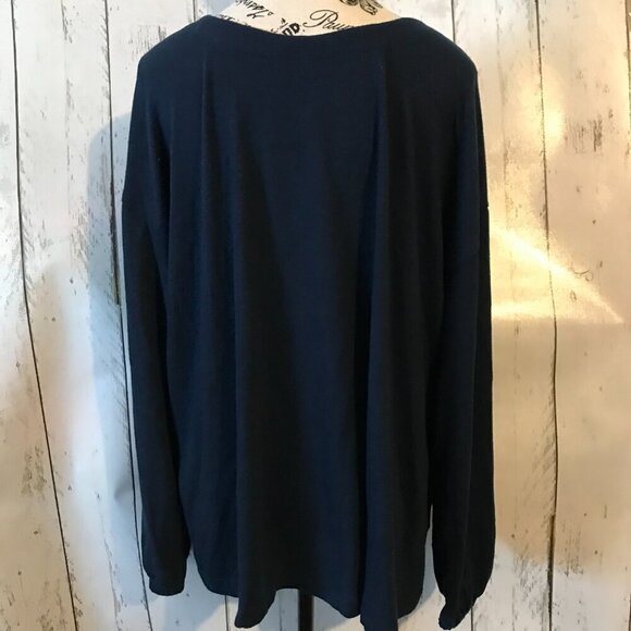 NWT ELOQUII light weight front wrap sweater in navy. Size 22/24 Style #7212 - Picture 3 of 6